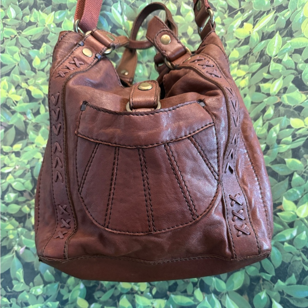 Vintage Lucky Brand Leather Hobo Satchel Bag - Picture 4 of 14